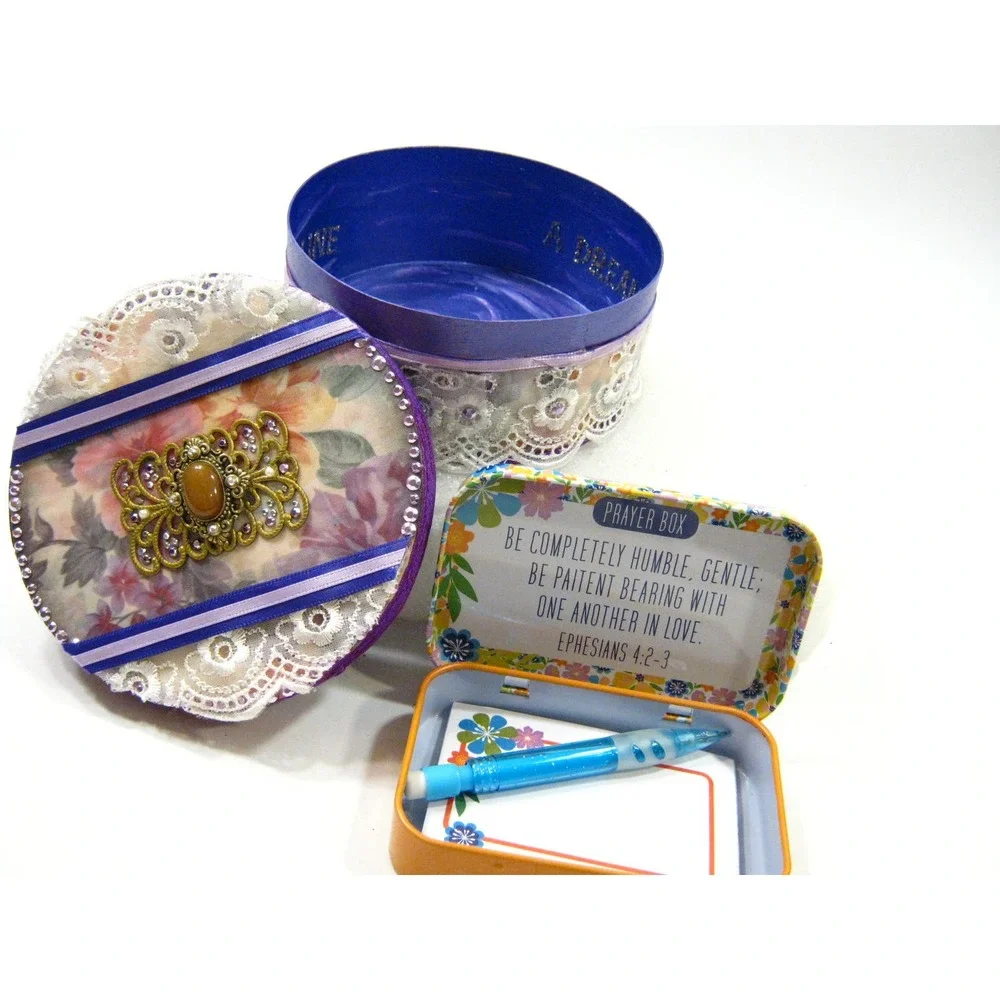Handcrafted Keepsake Jewelry Trinket Prayer Box for Mementos Photos Desk Items - Picture 9 of 9